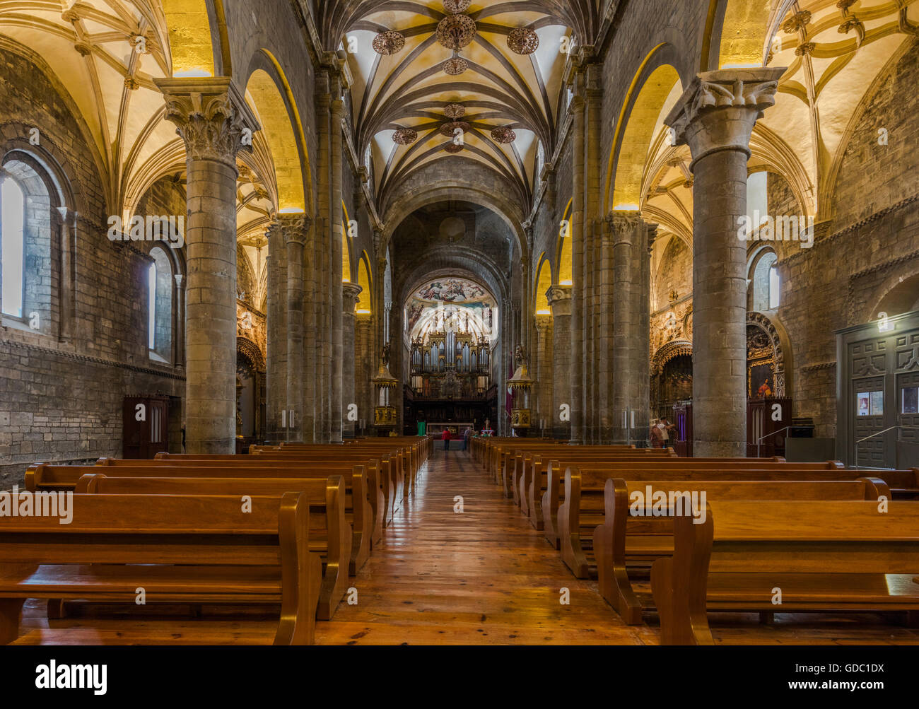 Jaca, Provinz Huesca, Aragon, Spanien.  Innere des romanischen Catedral de San Pedro Apóstol. Stockfoto