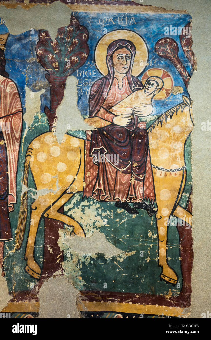 Jaca, Provinz Huesca, Aragon, Spanien.  Diözesan Museum Jaca (Museo Diocesano de Jaca).  Die Flucht nach Ägypten. Stockfoto