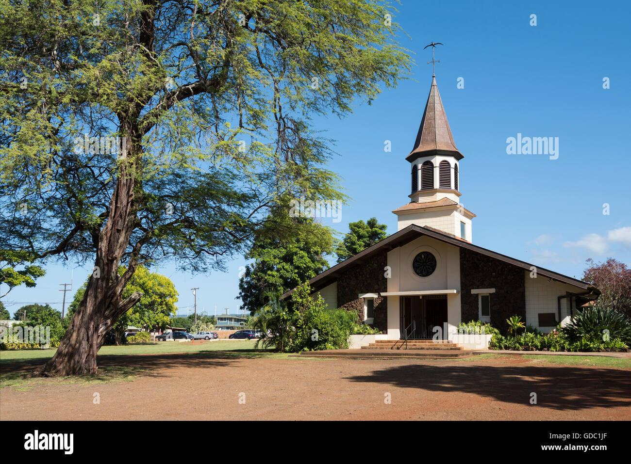 USA, Hawaii, Oahu, Haleiwa, Liliuokalani, evangelische Kirche Stockfoto