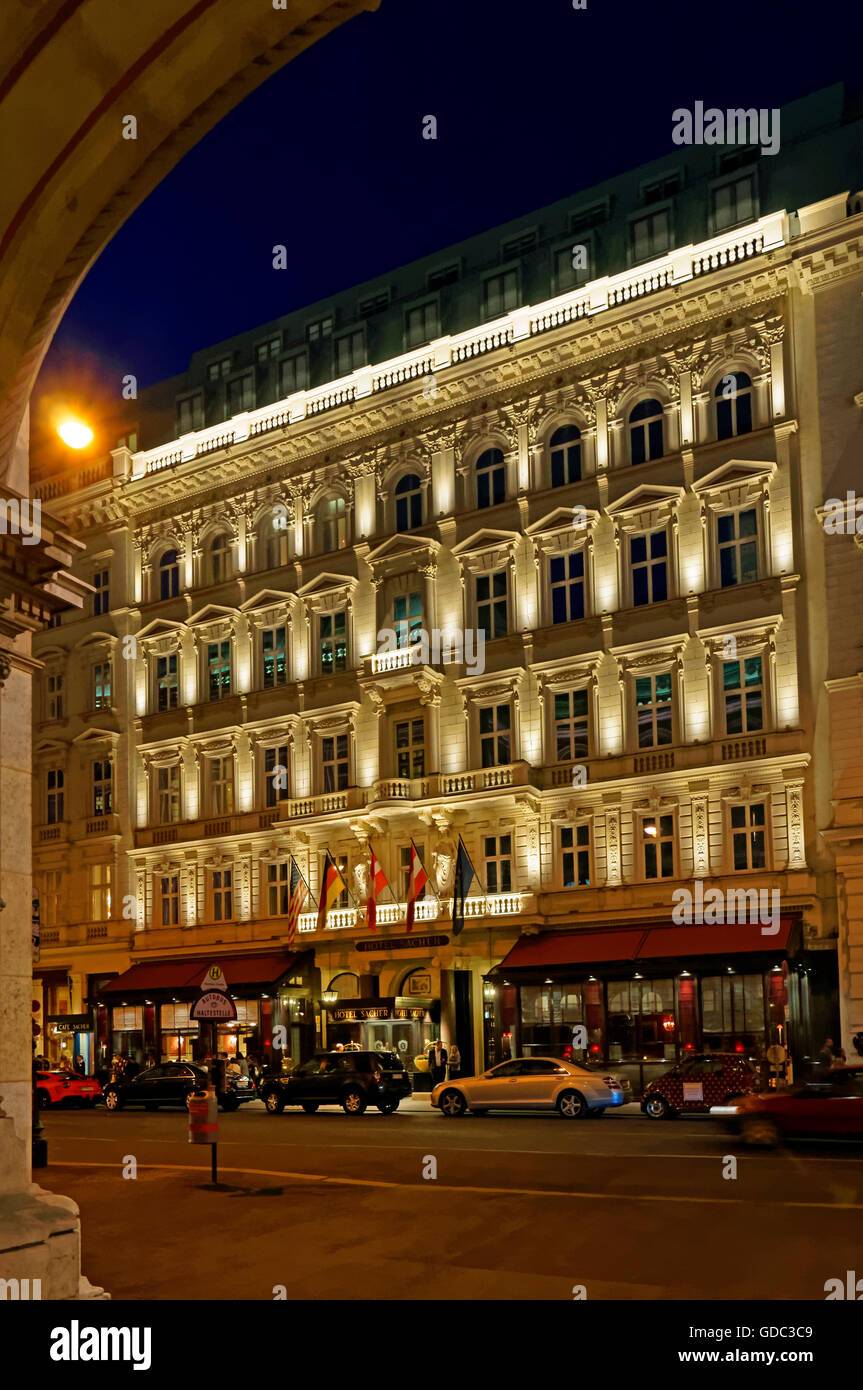 Hotel, Cafe, Sacher, Abend, Stimmung Stockfoto