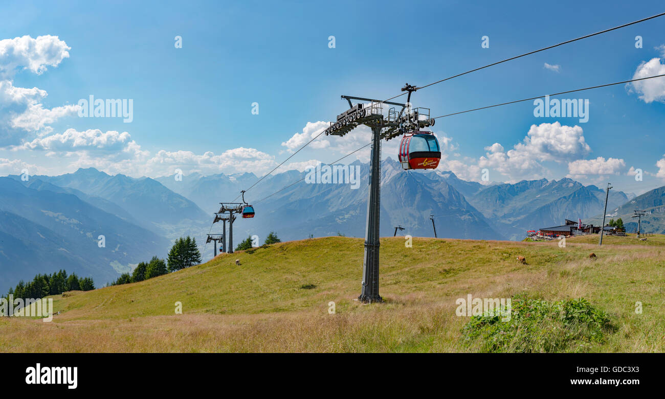 Matrei in Osttirol, Österreich, Goldried Bergbahnen, Europa Panoramaweg, Großvenediger Stockfoto
