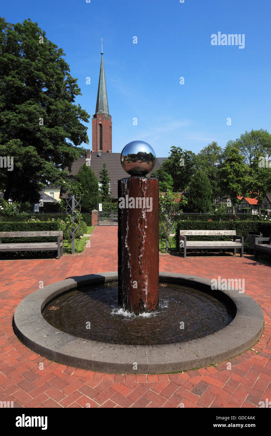 Schlosspark und Josefskirche in Moers, Niederrhein, Nordrhein-Westfalen Stockfoto
