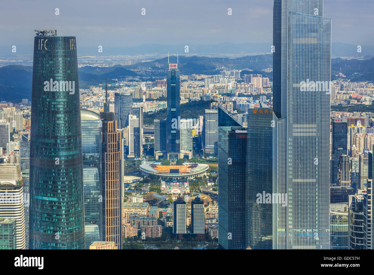 China, Provinz Guangdong, Guangzhou City, Wuyang Neustadt, internationaler Finanzplatz, Ostturm, CITIC Building Stockfoto
