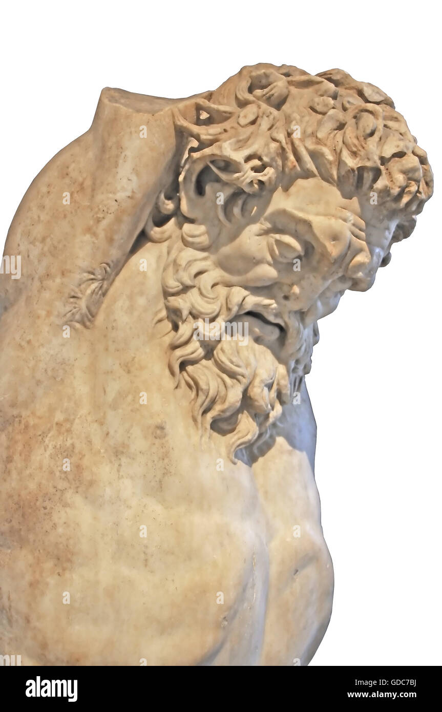 Antike griechische Skulptur des Meeres Gott Poseidon Stockfoto