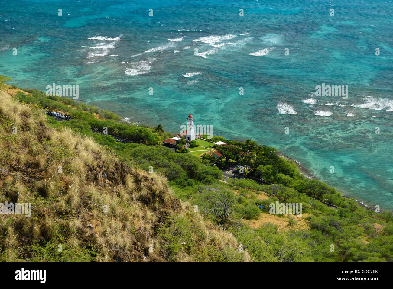 USA, Hawaii, Oahu, Honolulu Diamond Head beach Park Leuchtturm Stockfoto