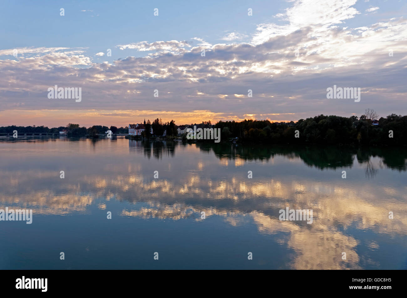 Inn, Abend, Stimmung, Schloss, Neuhaus Stockfoto