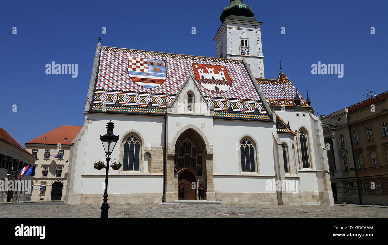 Zagreb, am Markusplatz Stockfoto