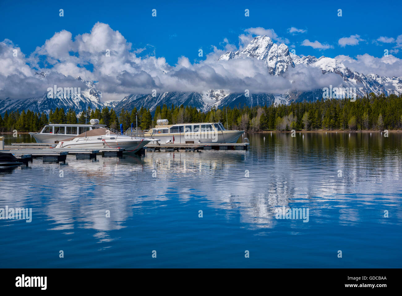 USA, Rocky Mountains, Wyoming, Grand-Teton-Nationalpark, mount Moran und Jackson See Stockfoto