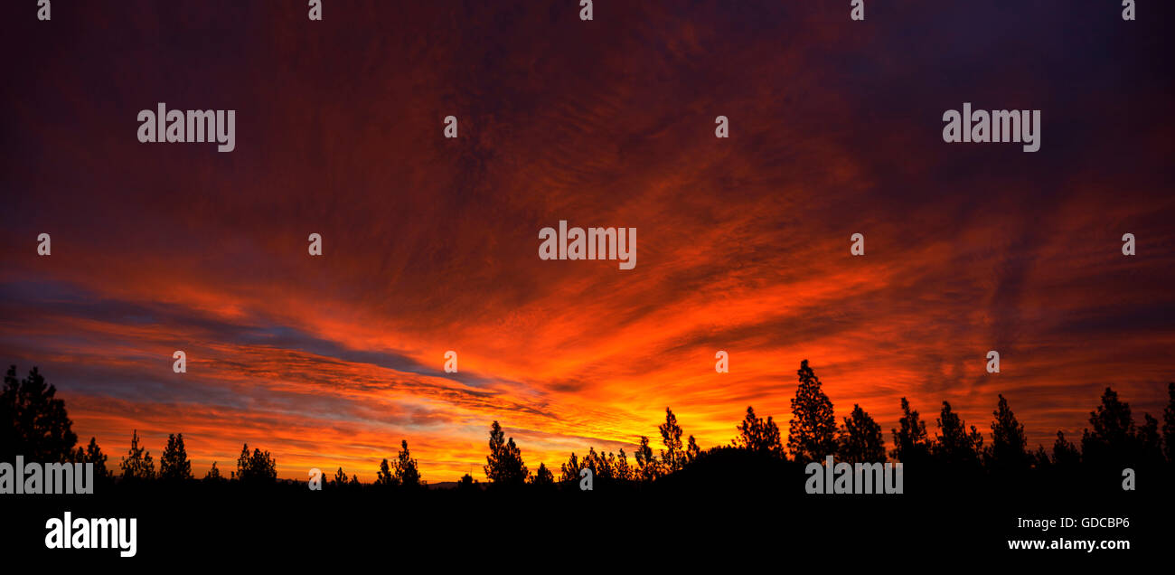 USA, Oregon, Sonnenaufgang, Farbe, Roter Himmel, panorama Stockfoto