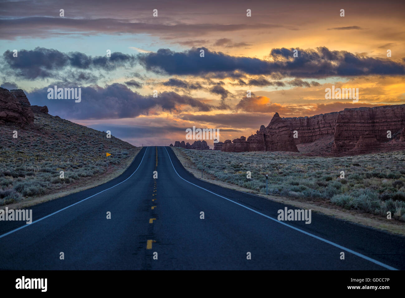 Utah Highway Nightscape Stockfoto