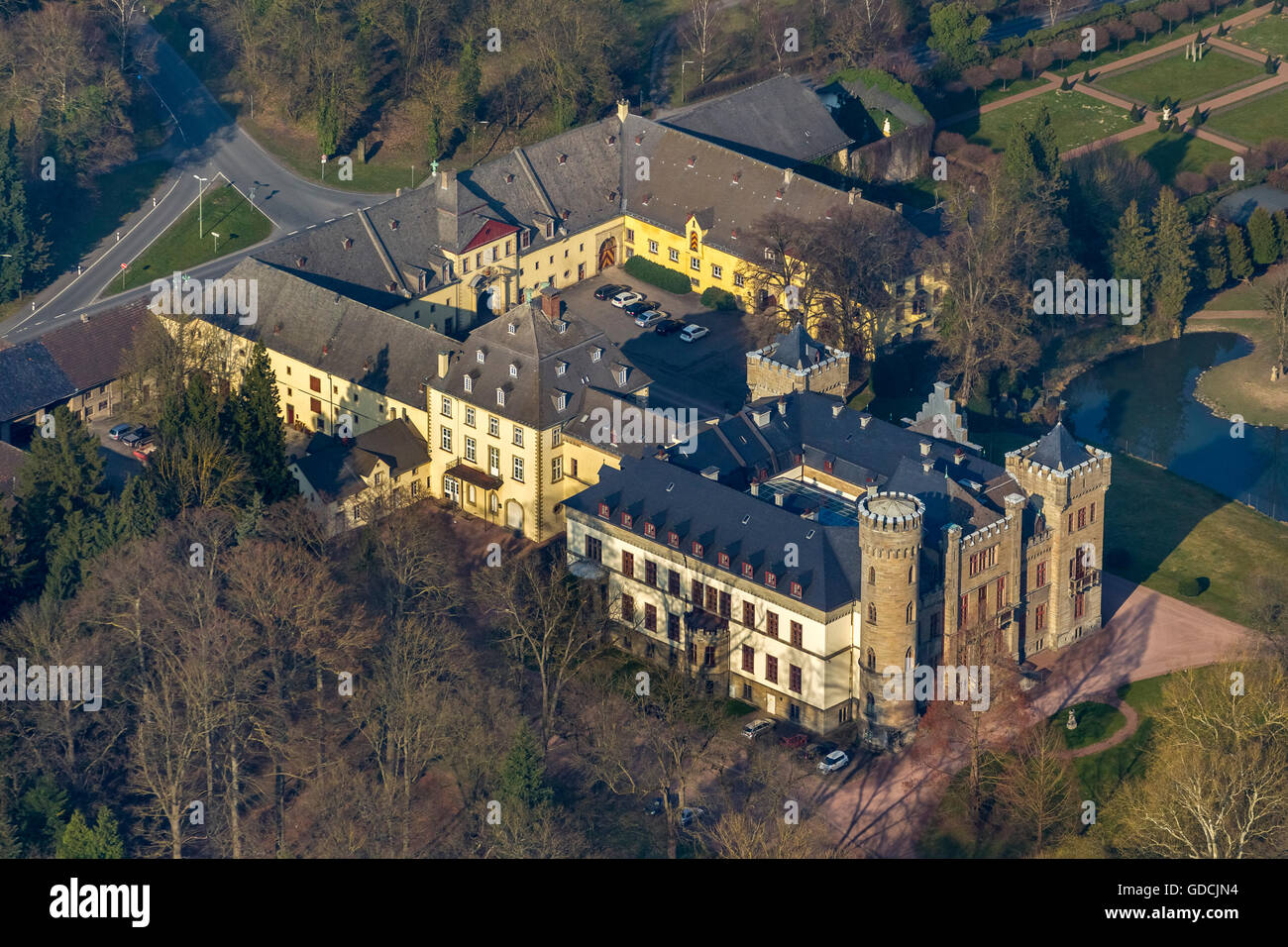 Luftaufnahme, Schloss Herdringen, Arnsberg, Sauerland Nord-Rhein Westfalen, Deutschland, Europa, Antenne Blick, Vögel-Augen-Blick, Antenne Stockfoto