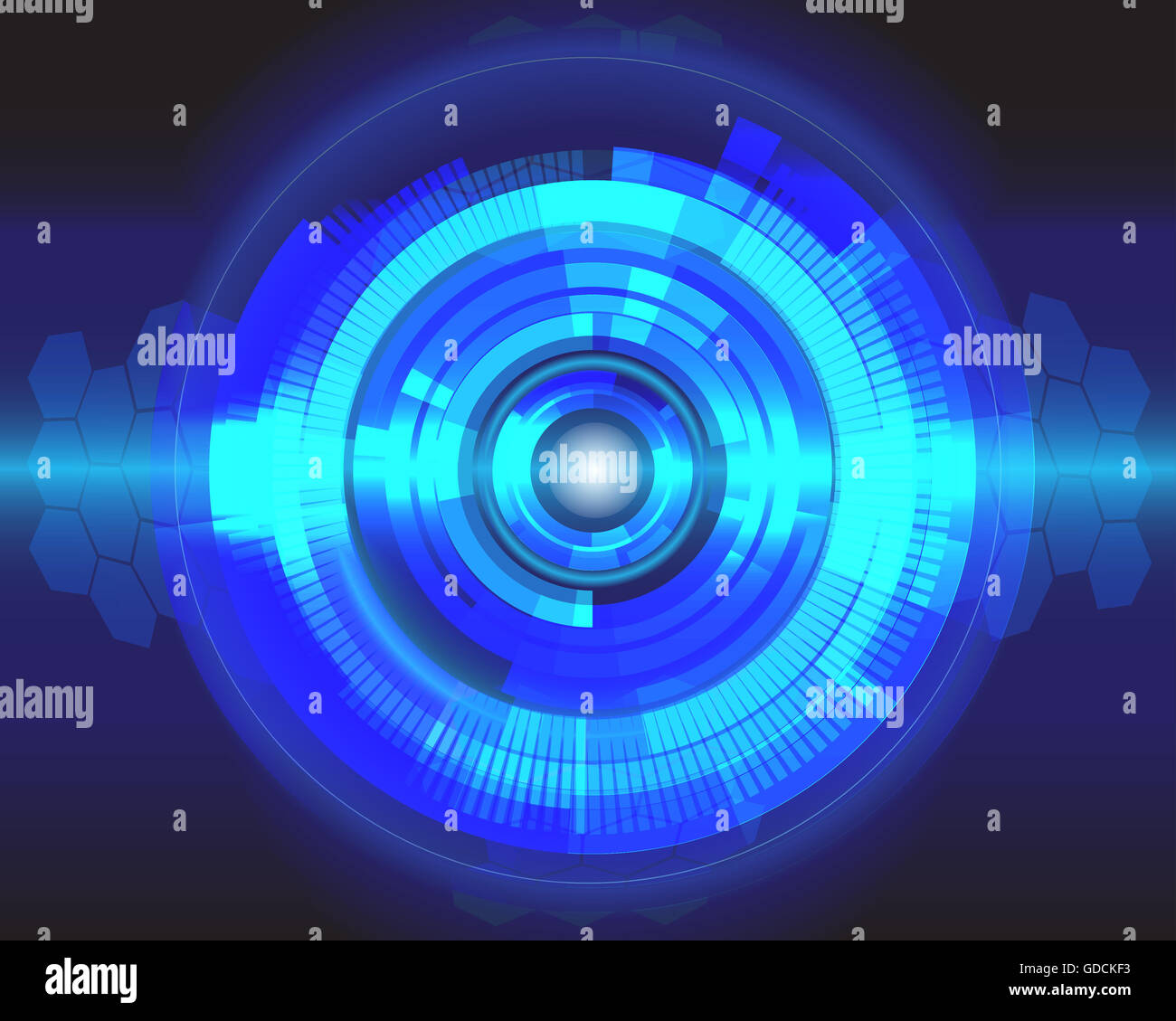 Kreis Technologie blaues Licht digital design Hintergrund Abbildung. Stockfoto