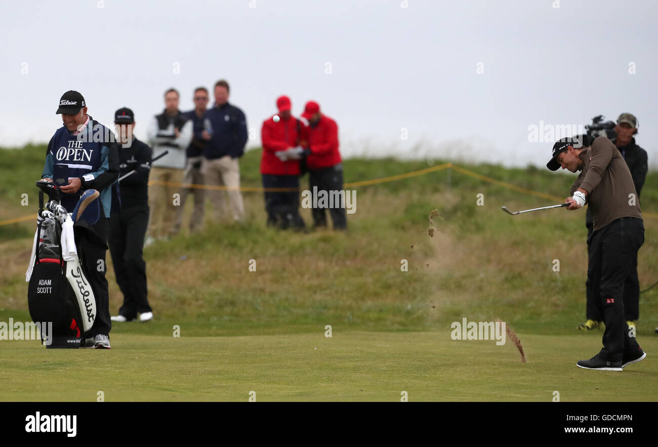 Australiens Adam Scott tagsüber zwei von The Open Championship 2016 im Royal Troon Golf Club, South Ayrshire. Stockfoto