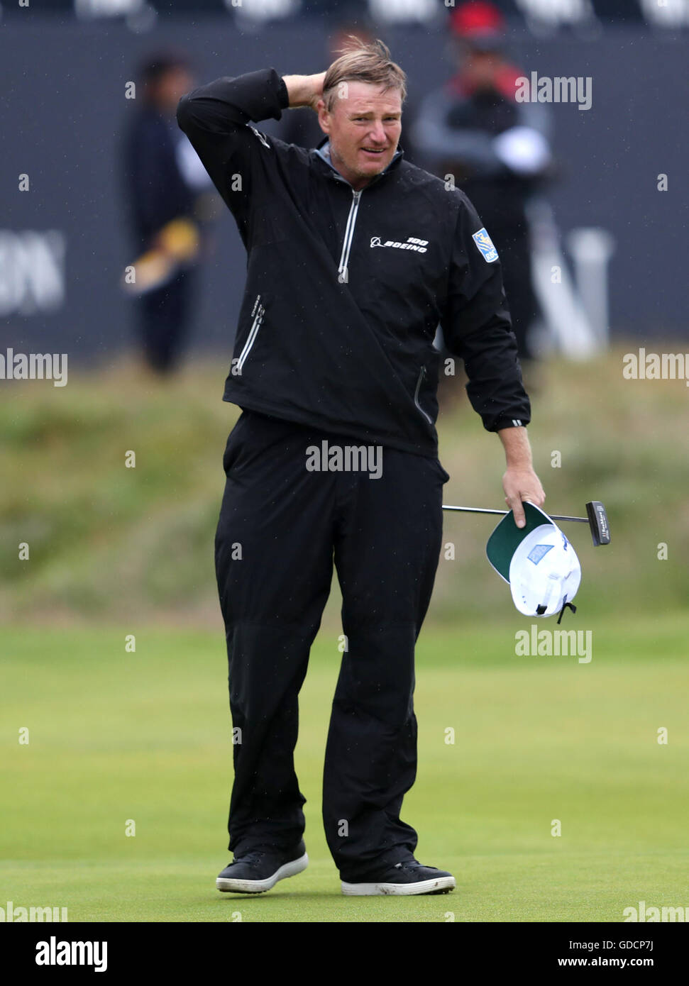 Südafrikas Ernie Els nach seiner zweiten Runde am zweiten Tag der Open Championship 2016 im Royal Troon Golf Club, South Ayrshire. DRÜCKEN SIE VERBANDSFOTO. Bilddatum: Freitag, 15. Juli 2016. Siehe PA Geschichte GOLF Open. Bildnachweis sollte lauten: David Davies/PA Wire. Stockfoto