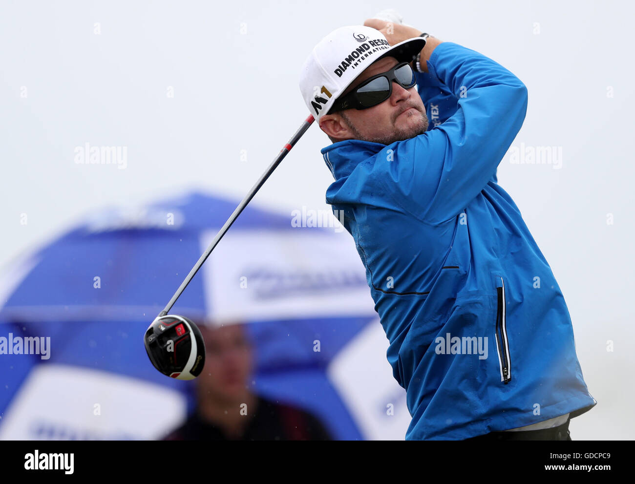 Der US-Amerikaner Brian Gay schlägt am zweiten Tag der Open Championship 2016 im Royal Troon Golf Club, South Ayrshire, das vierte Loch ab. DRÜCKEN SIE VERBANDSFOTO. Bilddatum: Freitag, 15. Juli 2016. Siehe PA Geschichte GOLF Open. Bildnachweis sollte lauten: David Davies/PA Wire. Stockfoto