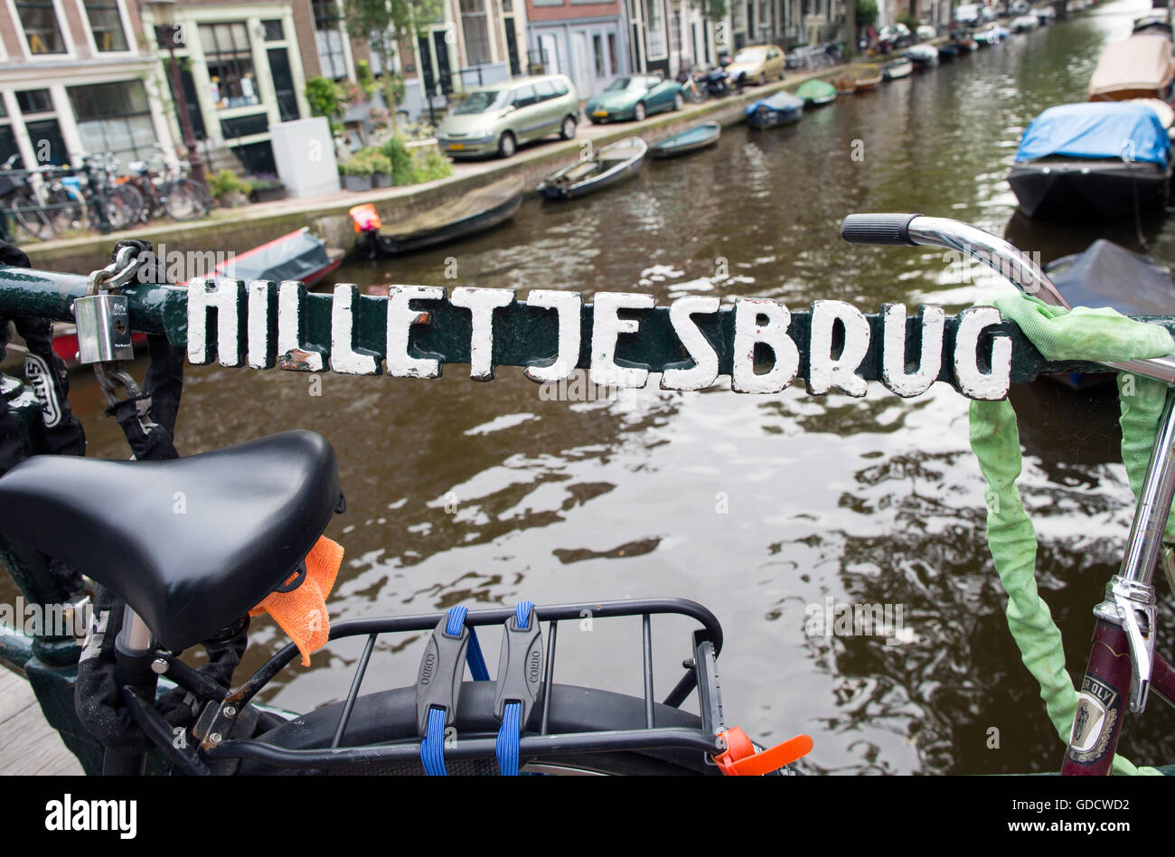 Hilletjesbrug Brücke und Canal Amsterdam Holland Stockfoto