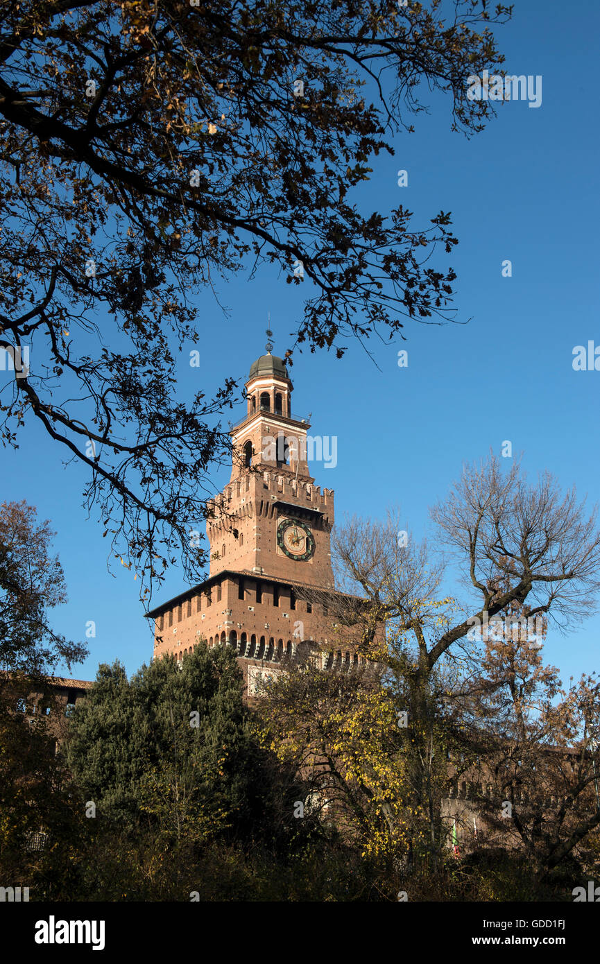 Italien, Lombardei, Mailand, Castello Sforzesco Stockfoto