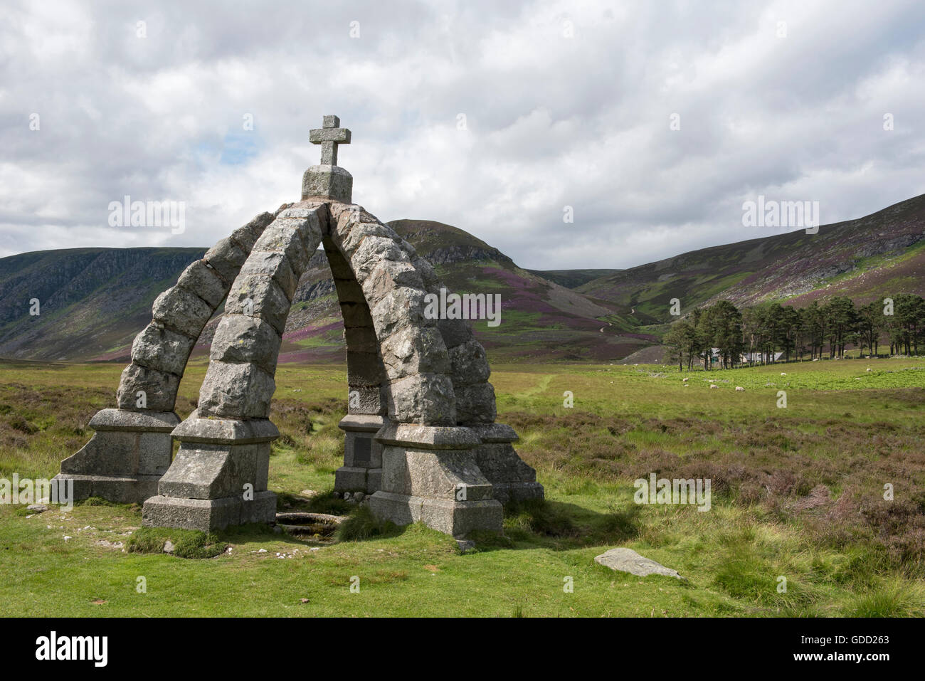 Queens-Brunnen, Glen Mark, Glen Esk, Angus, Schottland. Stockfoto