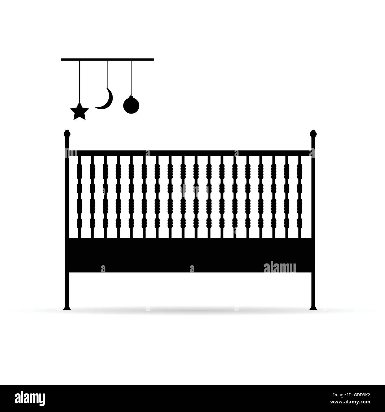 Baby-Krippe-Vektor-Illustration auf weißem Hintergrund Stock Vektor