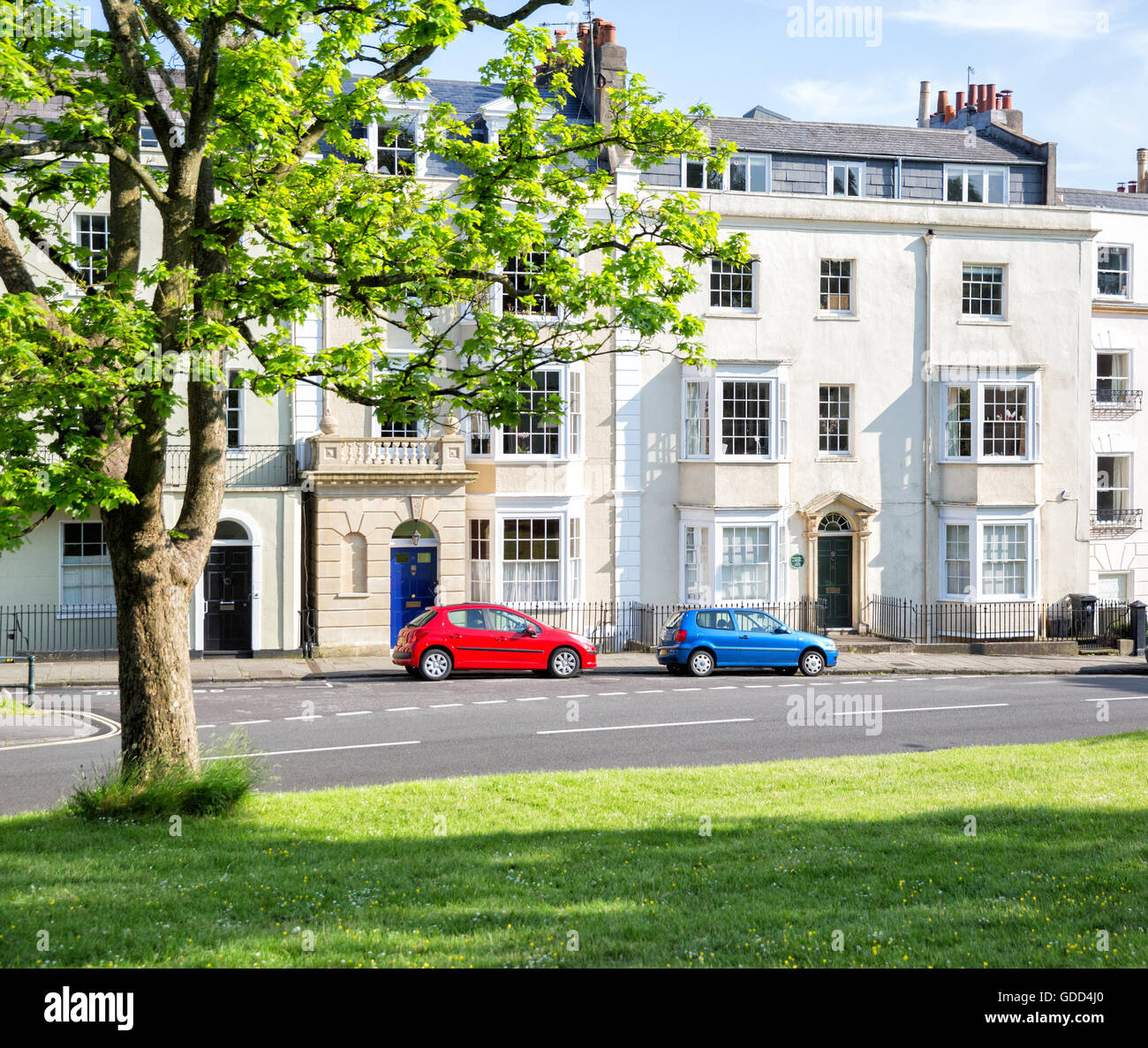 Eleganten georgianischen Häuser einschließlich Frau Thrale Dr Johnsons Freund auf Sion Hill Clifton Bristol UK Stockfoto