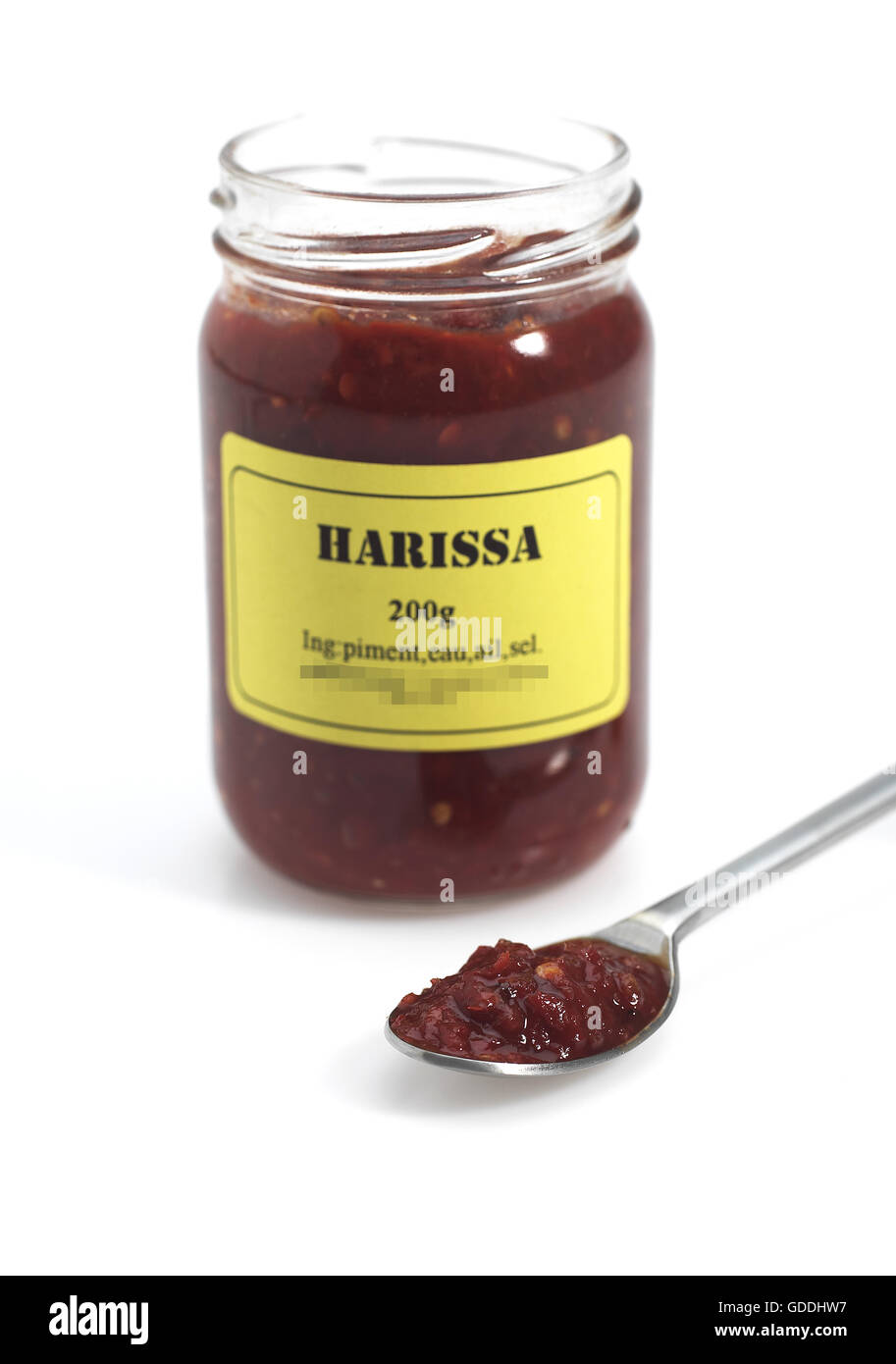 Harissa, Chili-Sauce mit Chili-Pfeffer, Gewürz aus Nordafrika gemacht Stockfoto