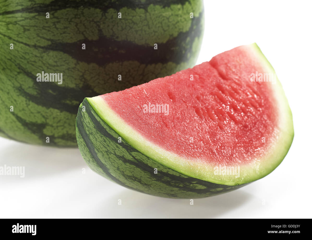 Wassermelone, Citrullus Lanatus Hintergrund weiß Stockfoto