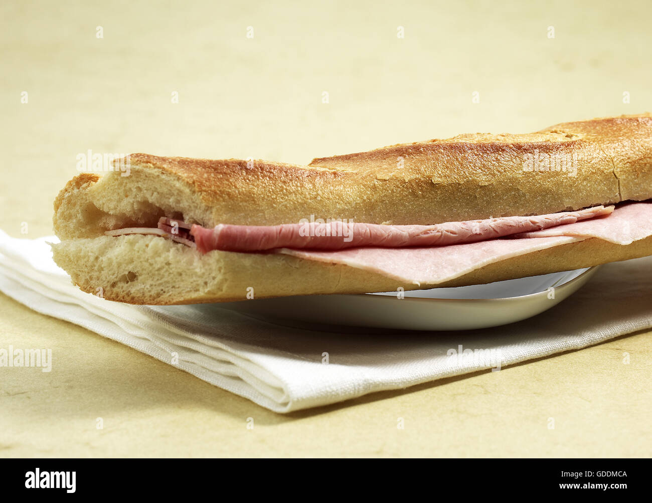 Sandwich mit Schinken und Butter Stockfoto