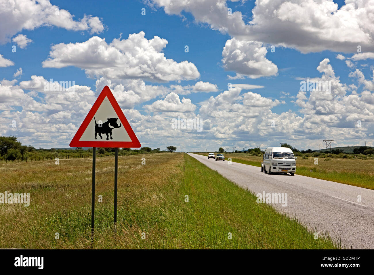 Straßenschild im Süden von Windhoek in Namibia Stockfoto