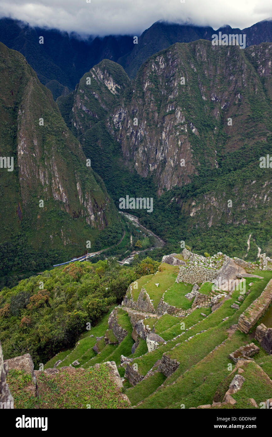 Machu Picchu, die verlorene Stadt der Inkas, Kordilleren der Anden in Peru Stockfoto