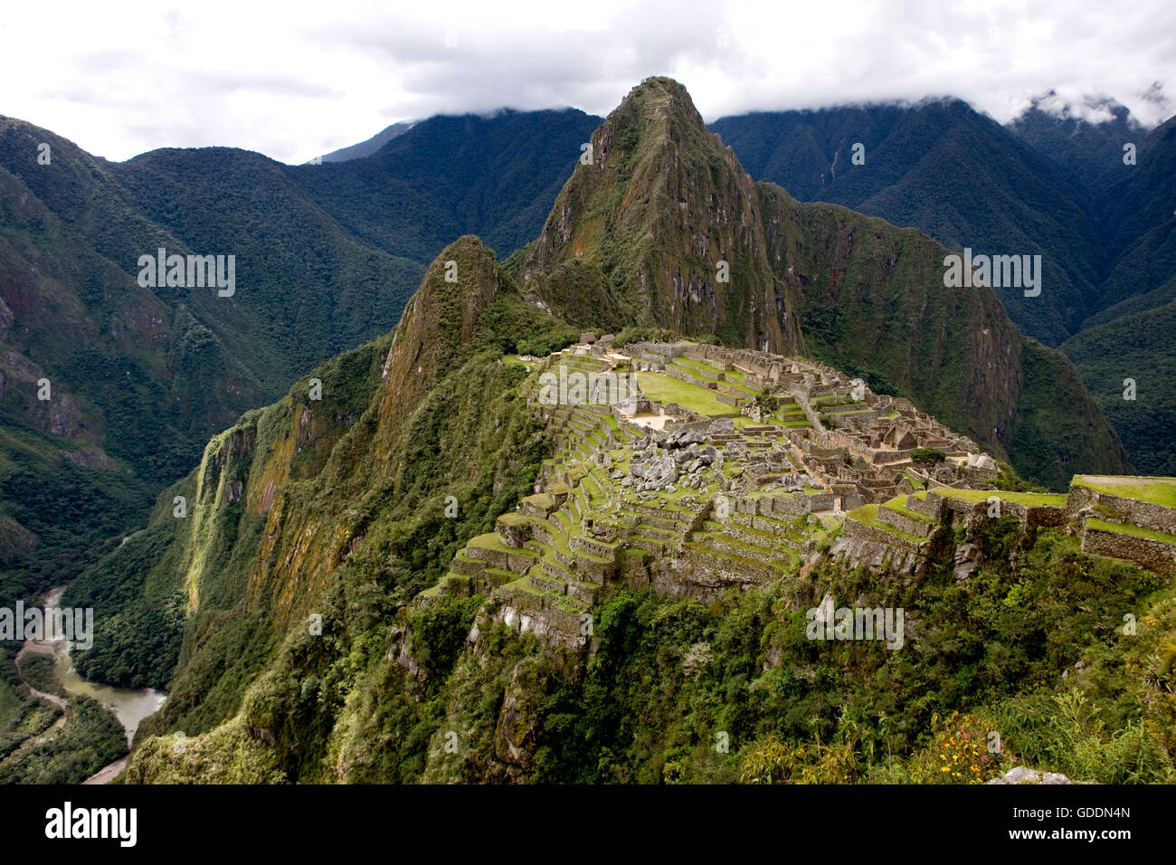Machu Picchu, die verlorene Stadt der Inkas, Kordilleren der Anden in Peru Stockfoto