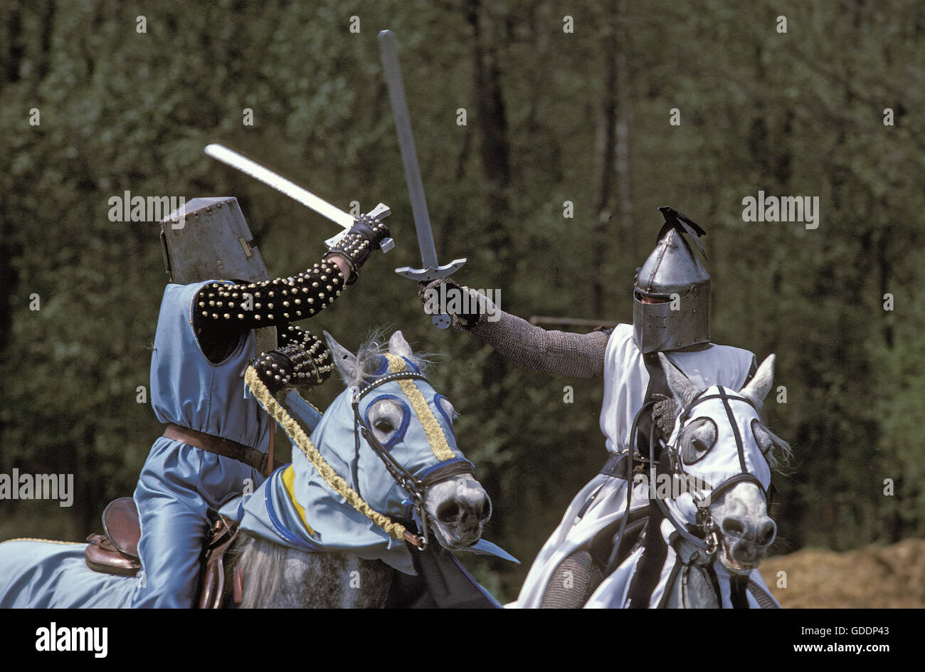 Mittelalterliches Turnier des Rittertums in Frankreich Stockfoto