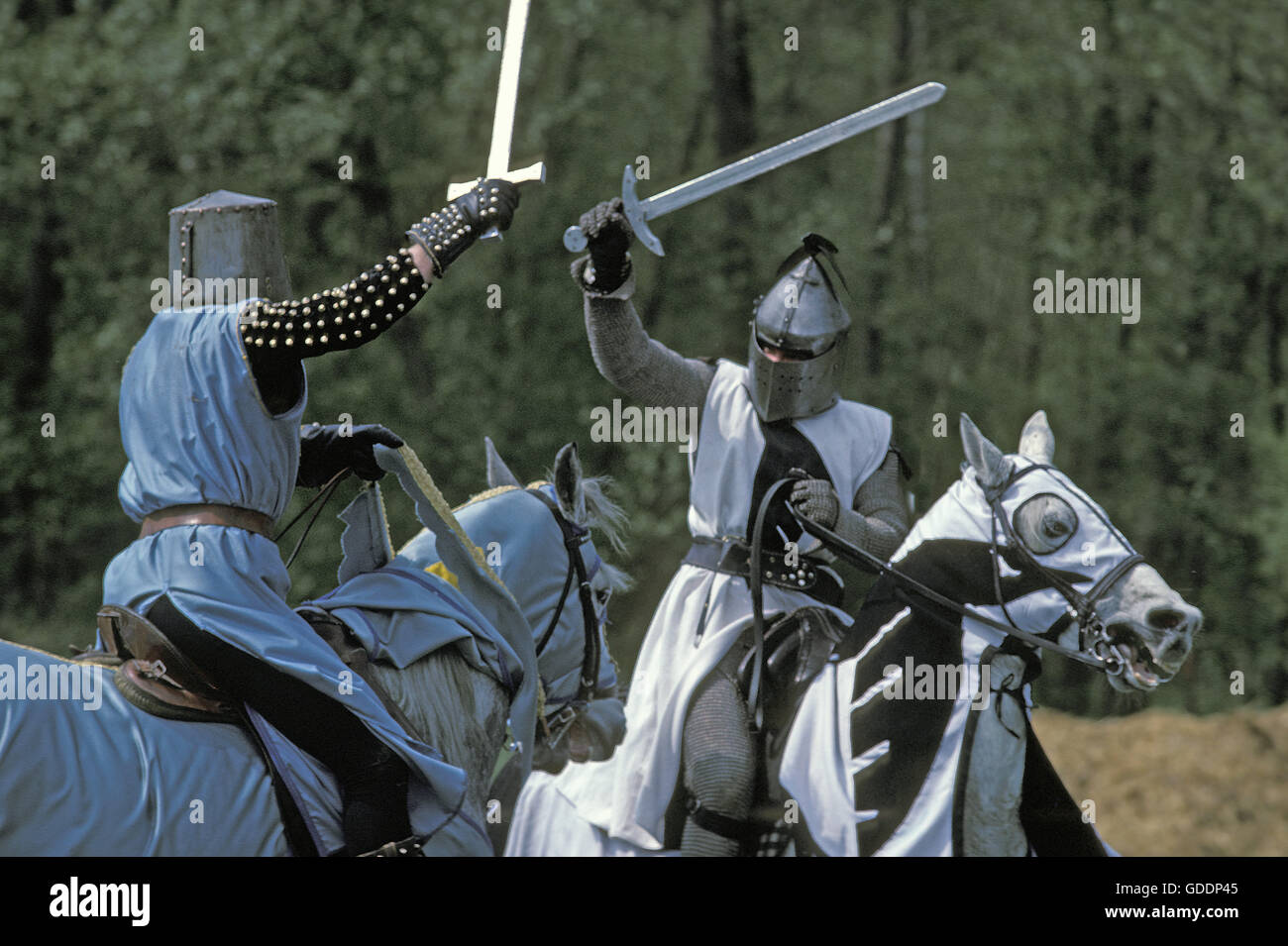 Mittelalterliches Turnier des Rittertums in Frankreich Stockfoto