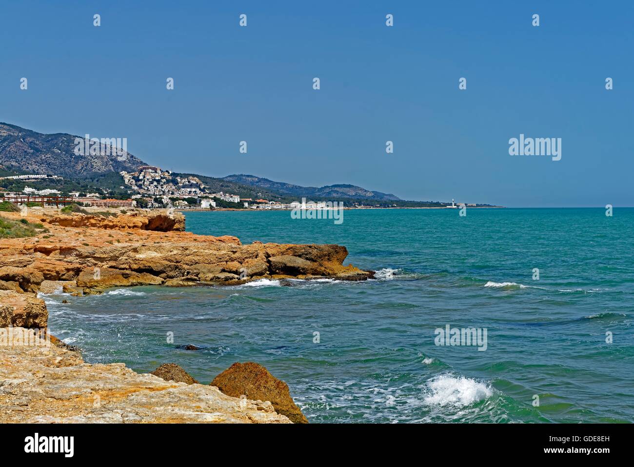 Felsen, Klippen, Ort Alcoceber, Meer Stockfoto