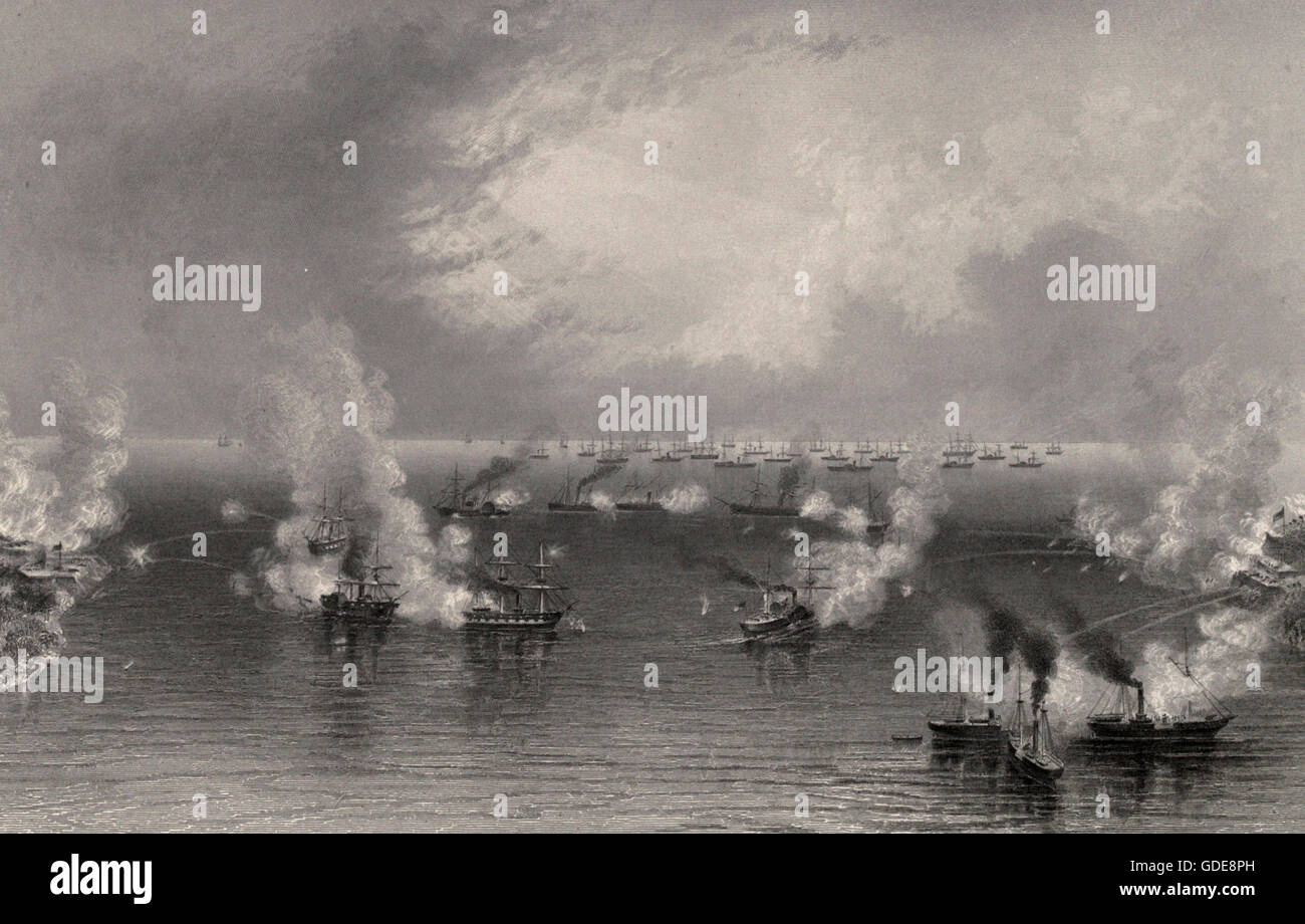 Bombardierung von Port Royal, South Carolina. USA Bürgerkrieg Stockfoto