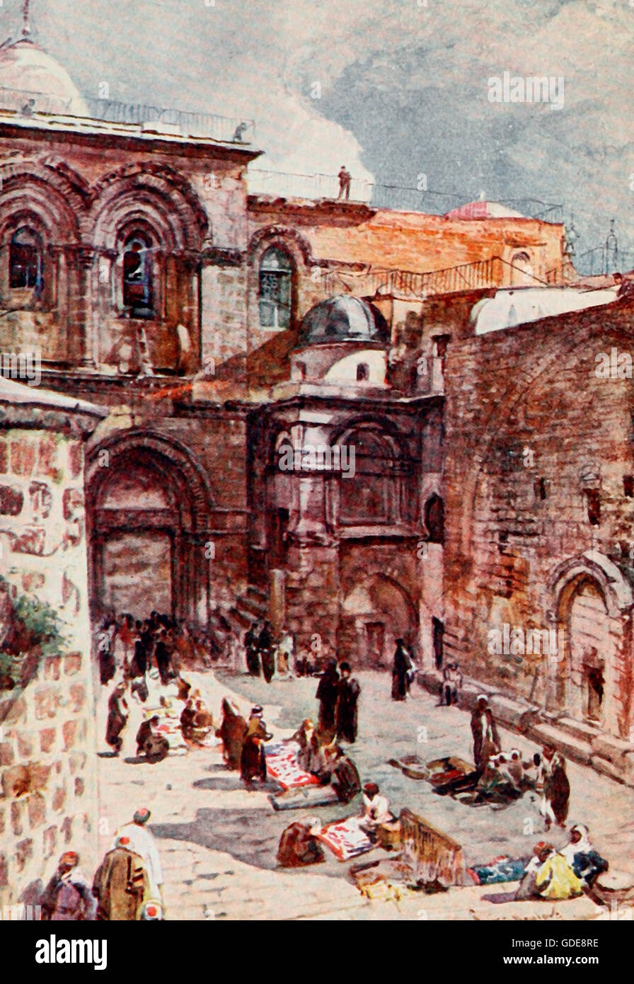 Der Vorplatz der Kirche des heiligen Sepulchre, das Land Kanaan, ca. 1901 Stockfoto