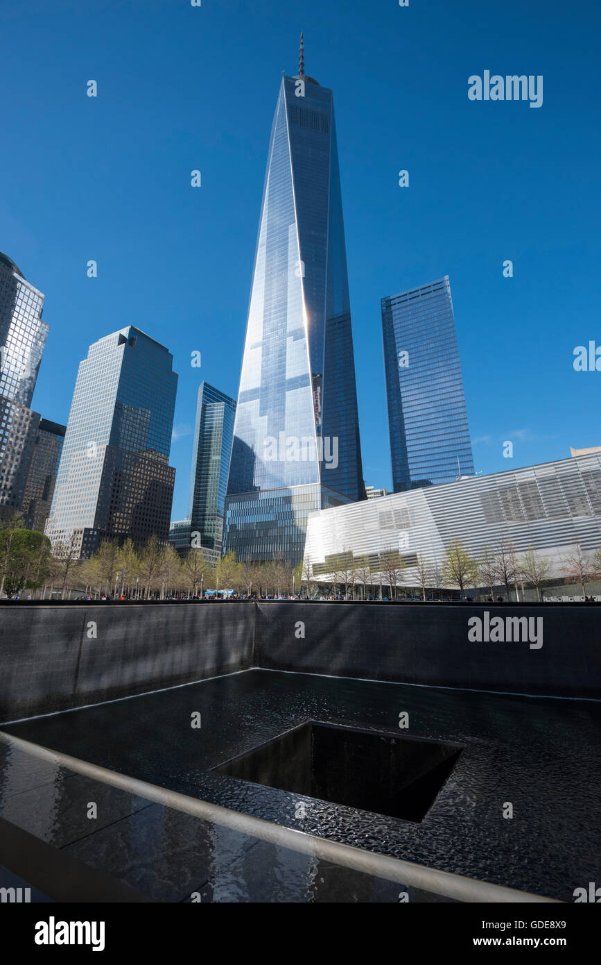 USA, Ostküste, New York, Lower Manhattan, One World Trade Center, 911 Gedenkstätte Stockfoto