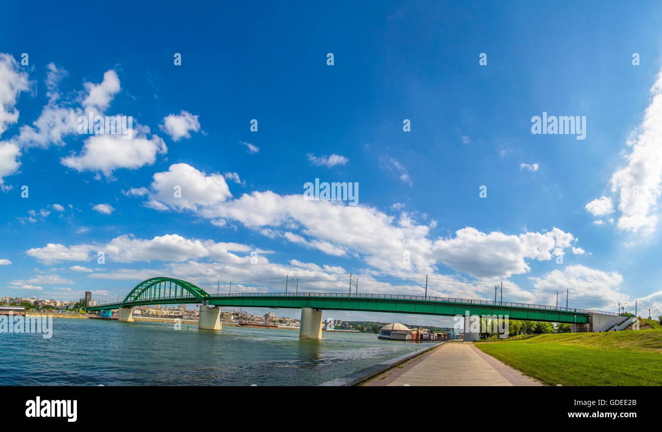 Alte Bahn Brücke am Fluss Sava in Belgrad, Serbien Stockfoto