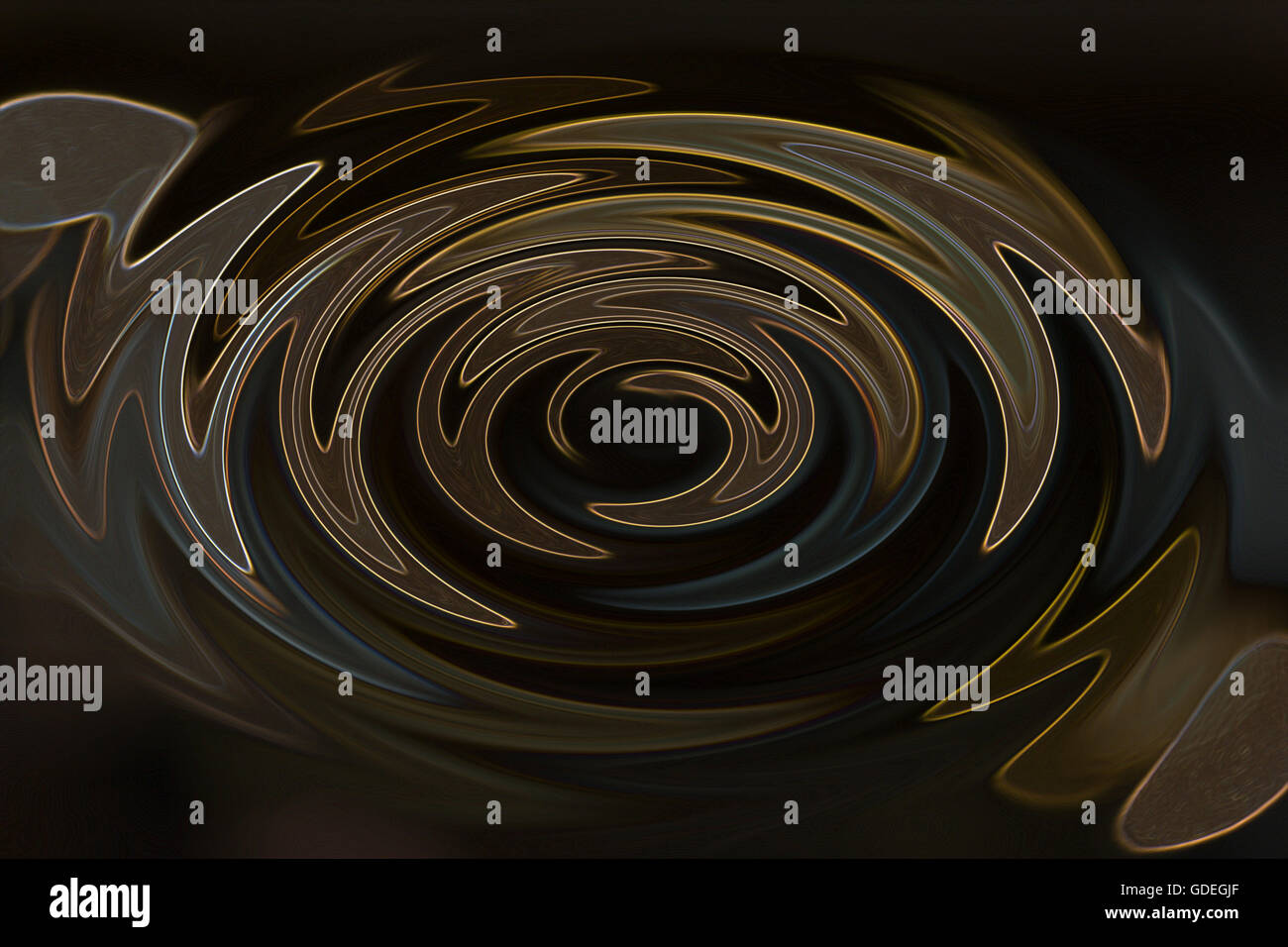 Wunderbare Wendung oder Welle Linie braun und gold Millennium auf dunklem Hintergrund Stockfoto