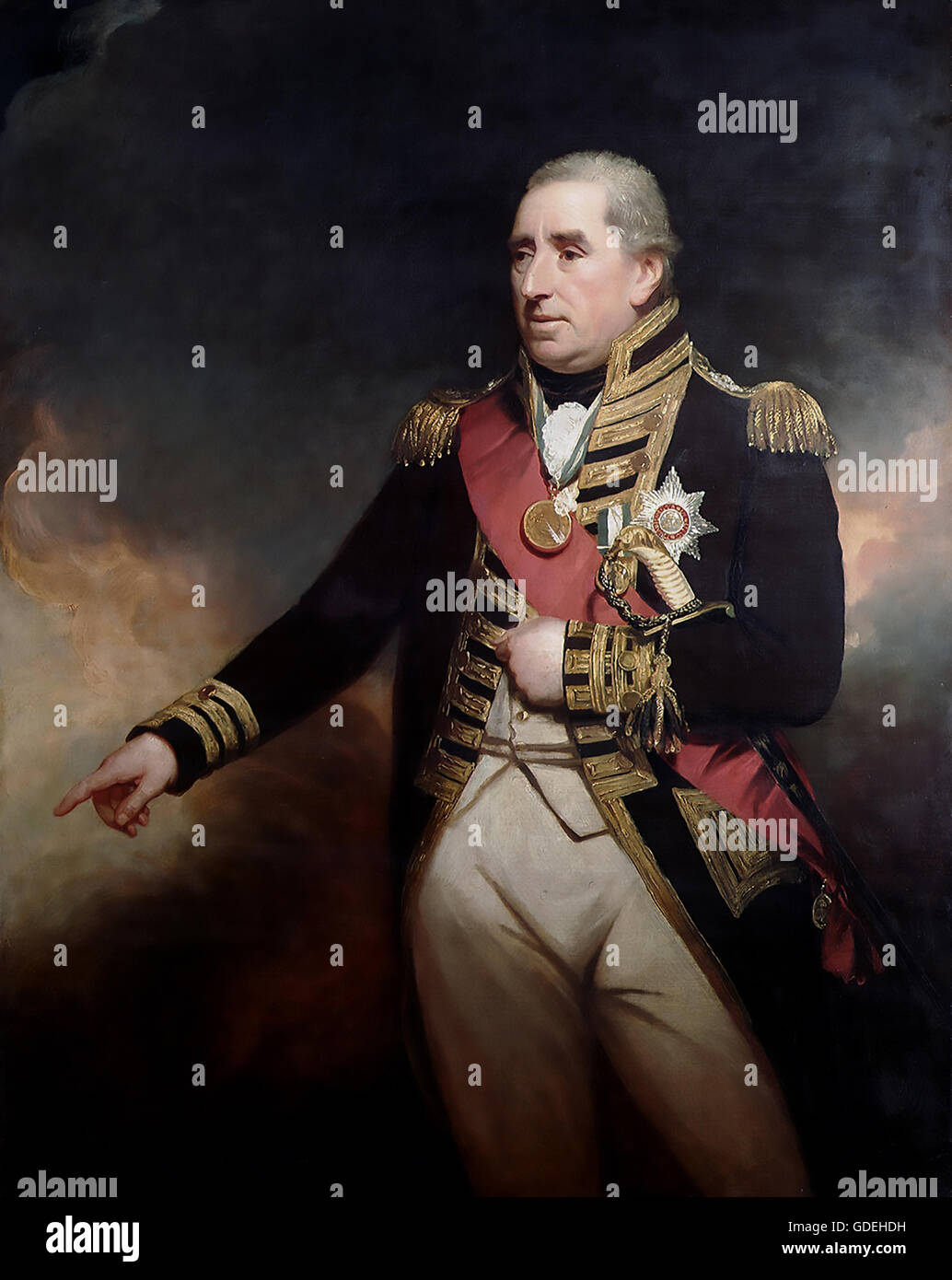 JOHN THOMAS DUCKWORTH, Offizier der Royal Navy Ist Baronet (1748-1817) und späteren Politiker gemalt von William Beechey im Jahre 1810 Stockfoto