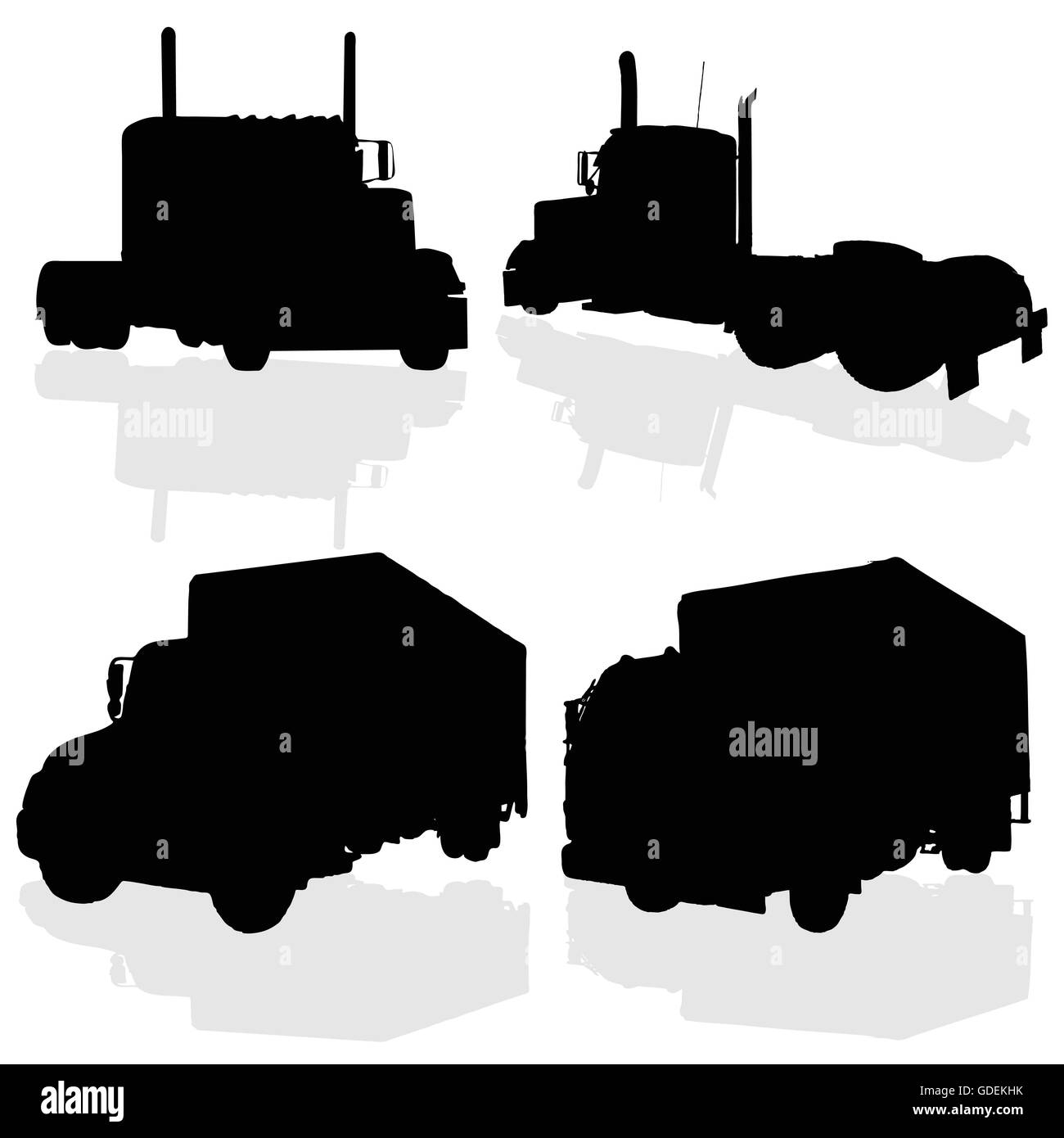 LKW-schwarze Silhouette-Kunst des Vektor-Illustration auf weiß Stock Vektor