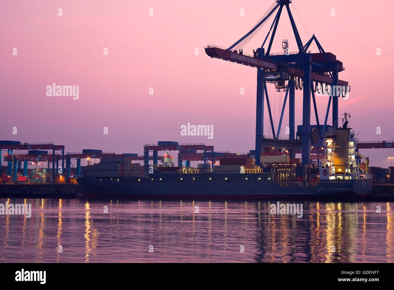 Container terminal Altenwerder, Hafen, Hamburg, Deutschland Stockfoto