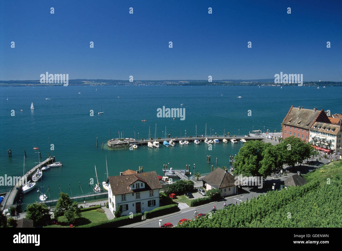 Hafen von Meersburg am Bodensee, Baden-Württemberg, Deutschland Stockfoto