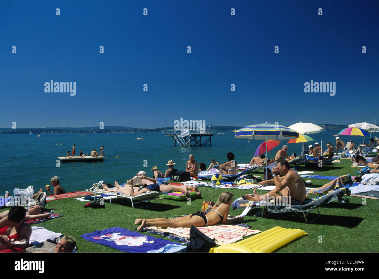Strand von Meersburg, Bodensee, Baden-Württemberg, Deutschland Stockfoto