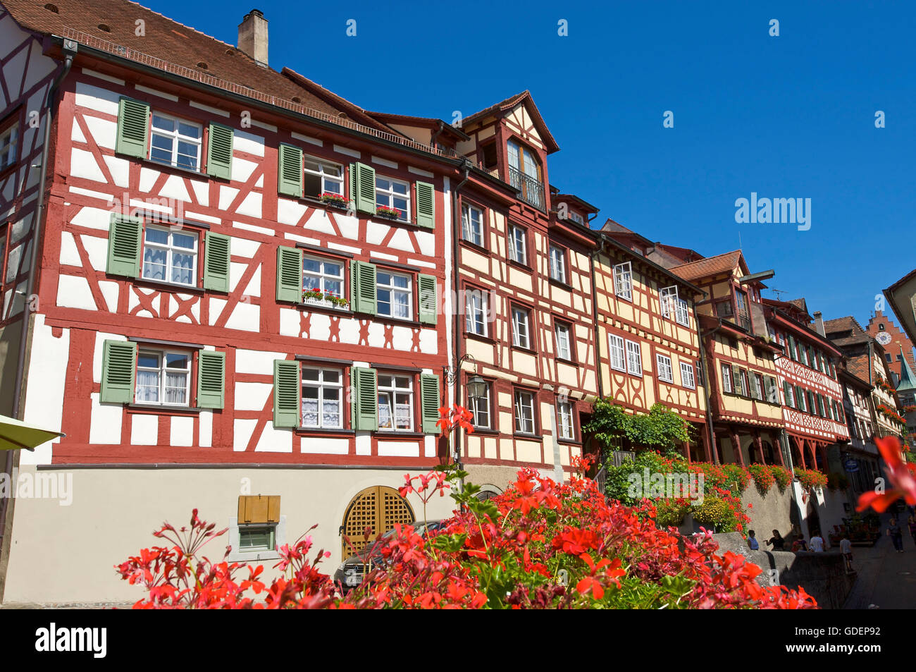 Halbe Fachwerkhaus in Meersburg, Bodensee, Baden-Württemberg, Deutschland Stockfoto