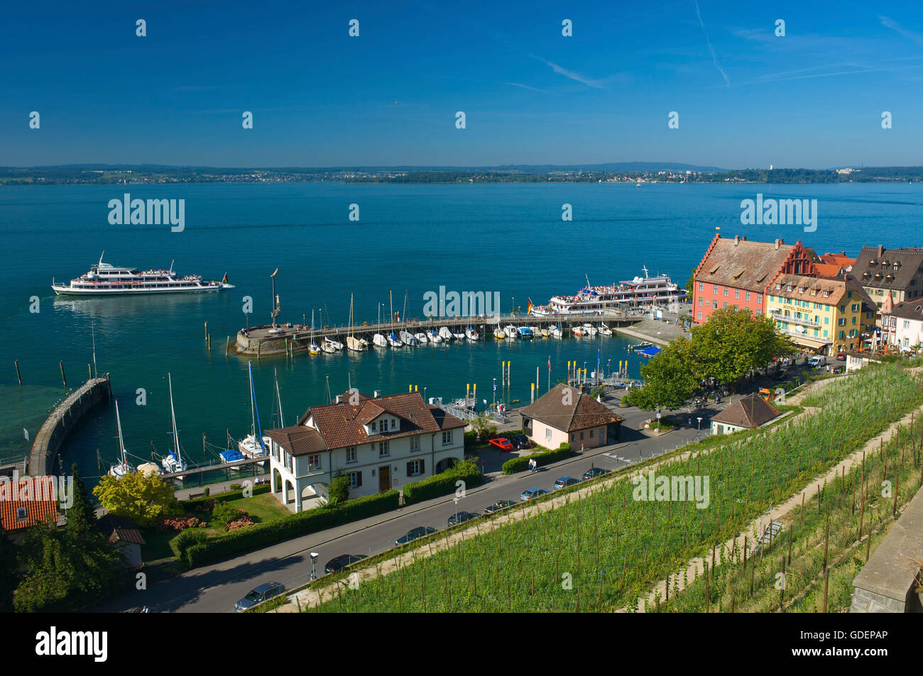 Hafen von Meersburg, Bodensee, Baden-Württemberg, Deutschland Stockfoto