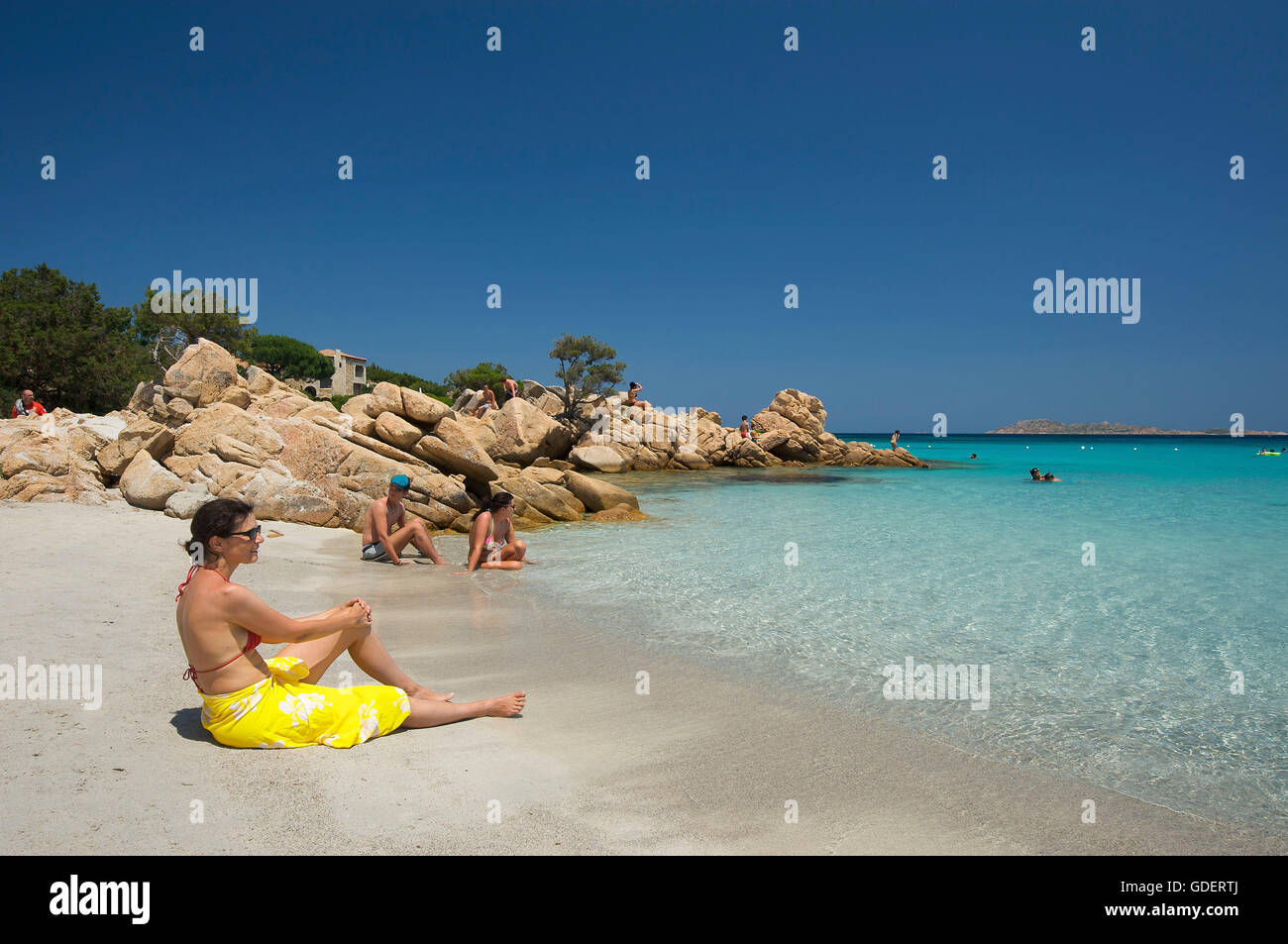 Capriccioli Beach, Costa Smeralda, Sardinien, Italien Stockfoto