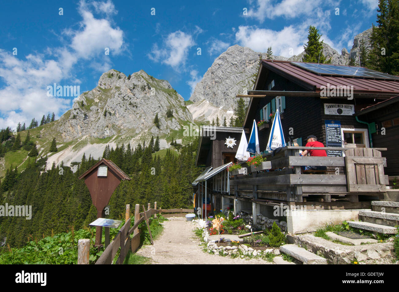 Tannheimer Hütte, Tannheimer Berge, Tannheimer Tal, Allgäu, Bayern, Deutschland Stockfoto