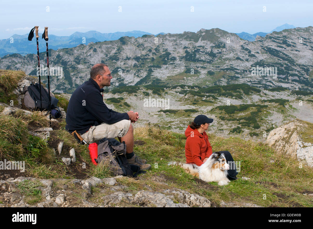 Wandern, paar, Gottesacker, Kleinwalsertal Tal, Allgäu, Vorarlberg, Österreich Stockfoto