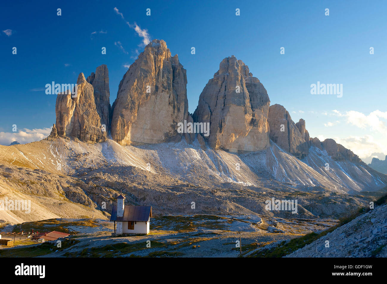 Le Tre Cime di Lavaredo, Sextener Dolomiten, Südtirol, Italien Stockfoto