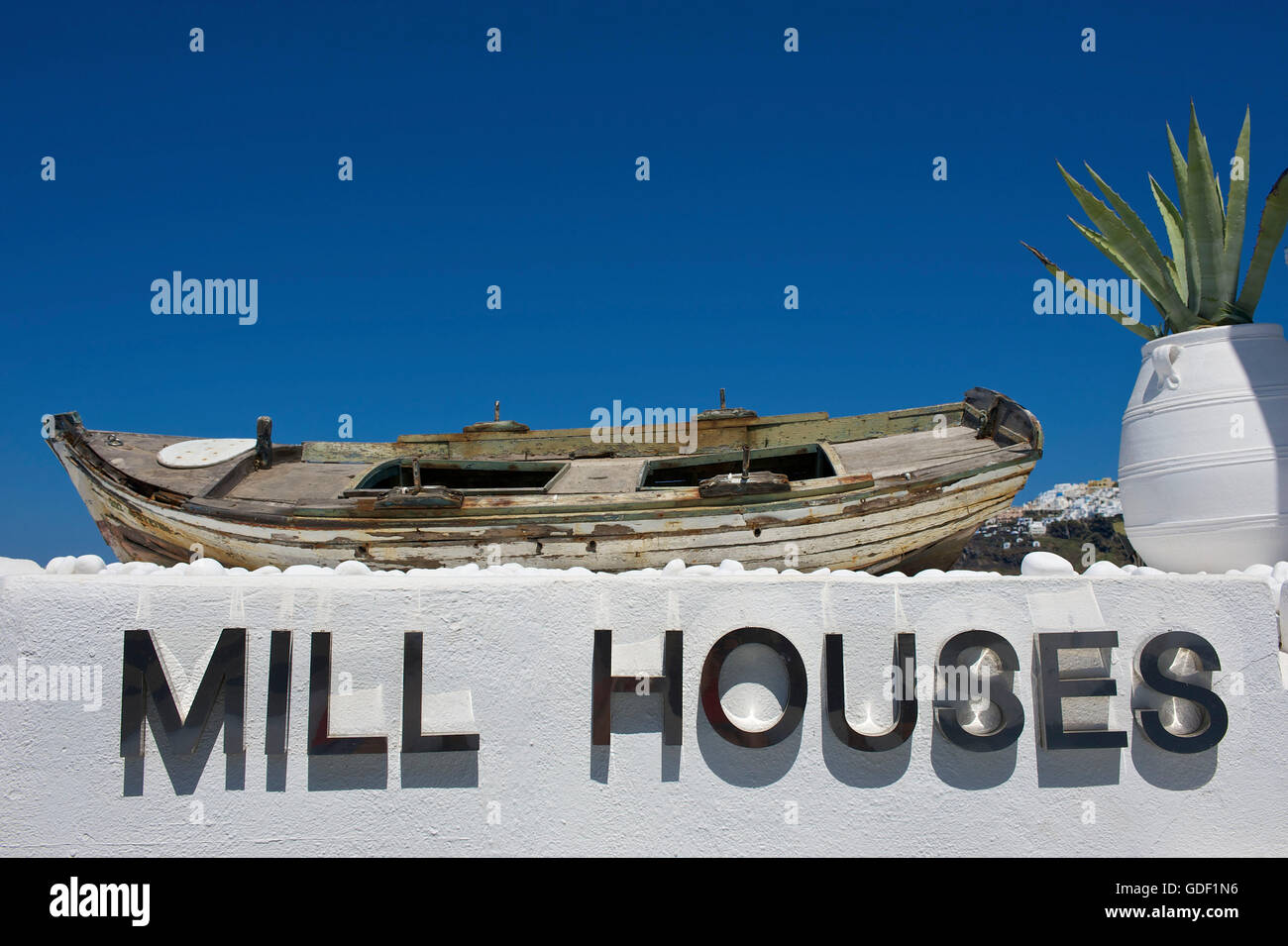 Mühle-Häuser, Hotels in Firostefani, Santorin, Kykladen, Griechenland Stockfoto